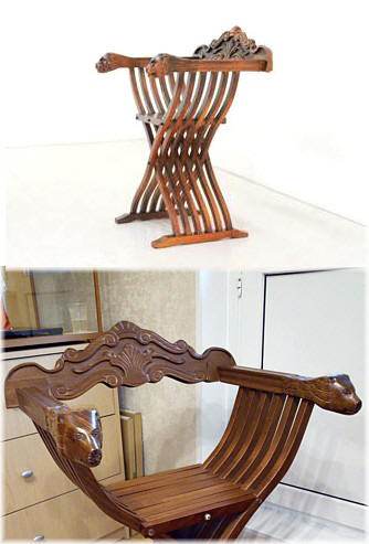 складное деревянное резное кресло, Япония
