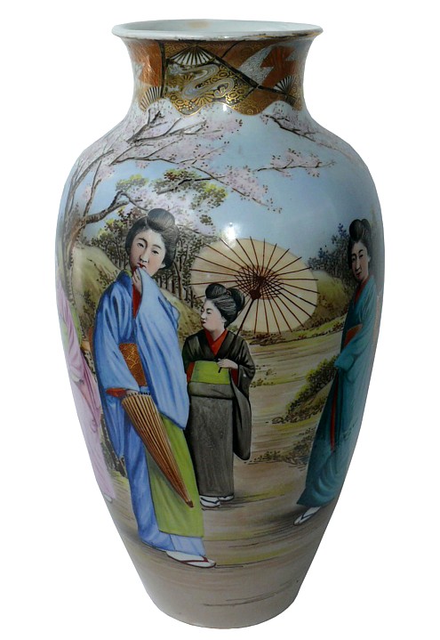 японская антикварная фарфоровая ваза, 1900-е гг.