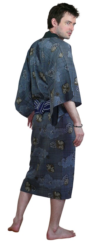 японское традиционное мужское кимоно и тонкой шерсти, винтаж